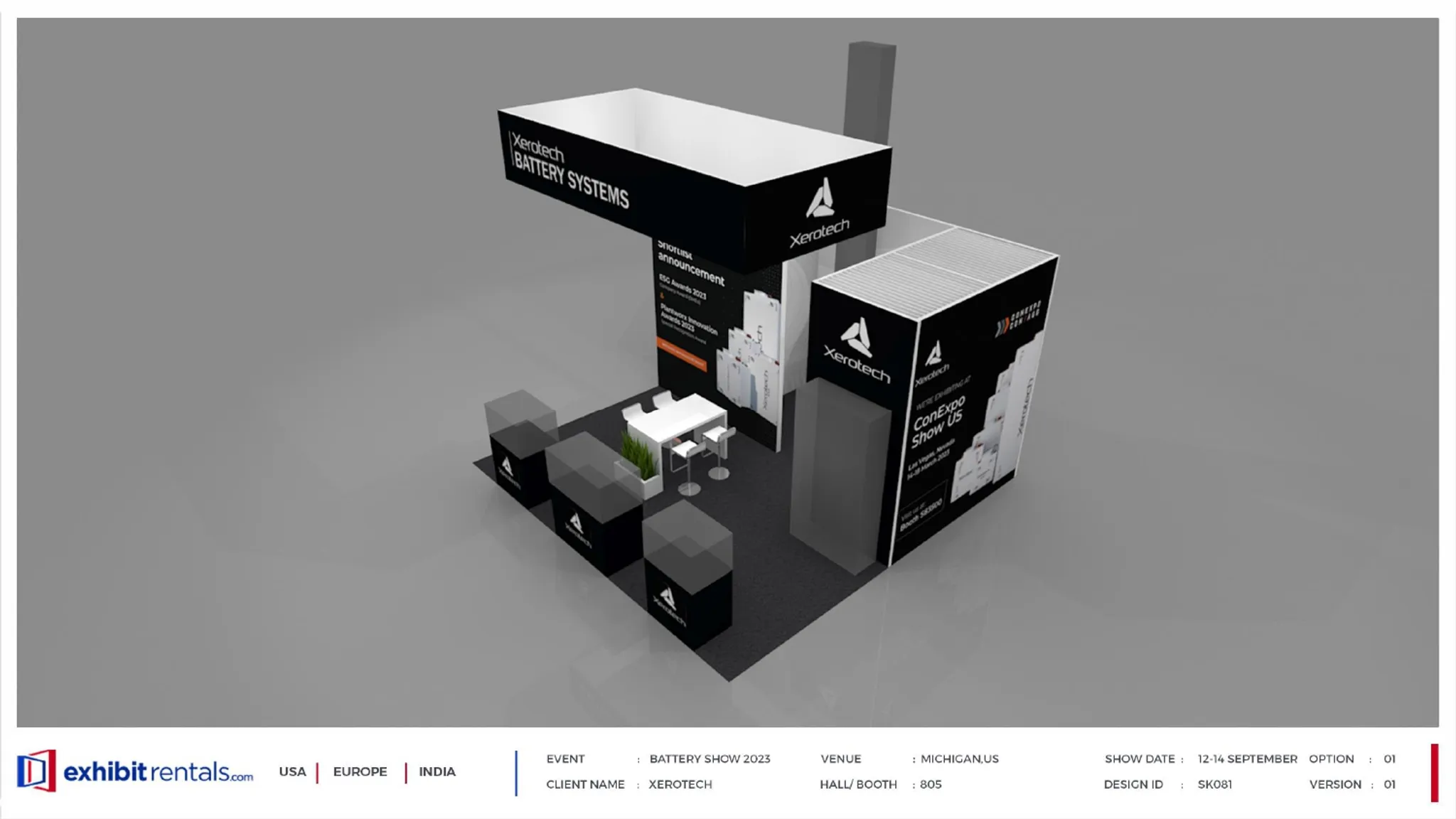 20x20 Peninsula booth design by Exhibit-Rentals